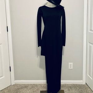 Zara FITTED MIDI DRESS | Asymmetrical | Side Opening | Long Sleeve | Size Small